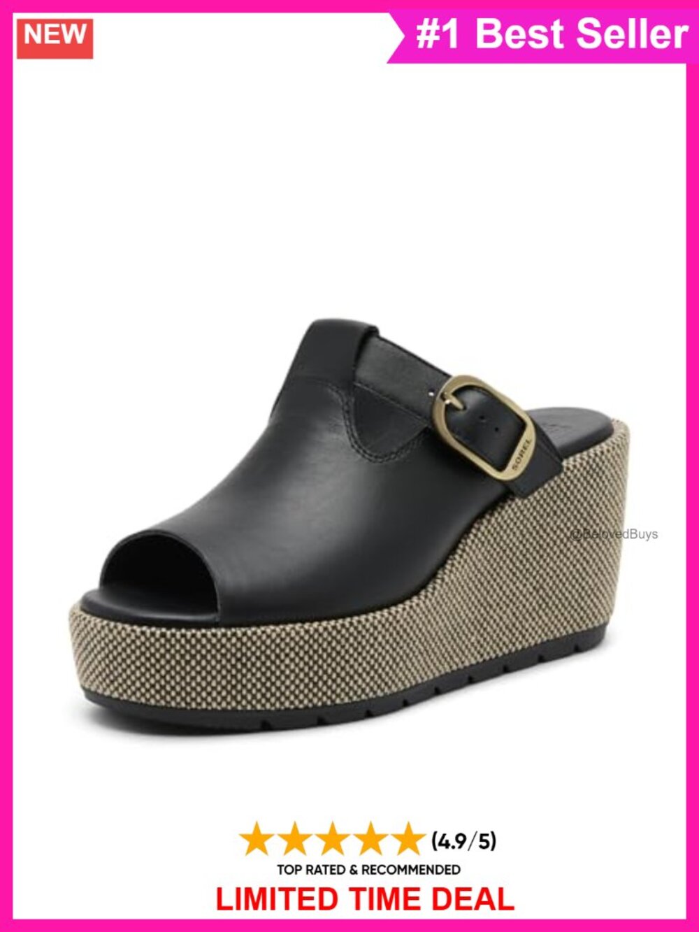 Sorel Sunpeak Wedge Slide Full Grain Leather Sandals Slip On Casual